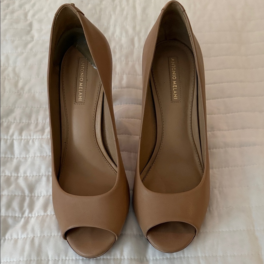 ANTONIO MELANI Women's Brown Peep Toe Heels